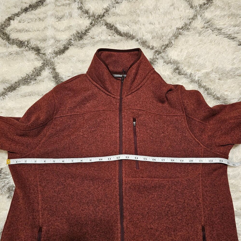 LL Bean Mens Jacket Large Regular Rust Knit Slightly Fitted Casual Fleece - Picture 13 of 14